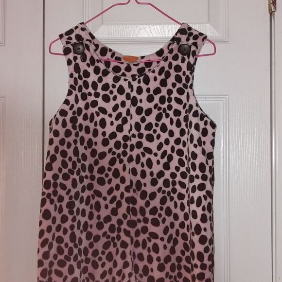 Turtle and Pumkin pink animal print soft fleece overall long romper  Sz 4/5 - Picture 3 of 6